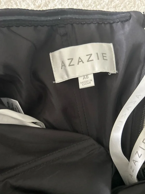 Azazie Black Sheath Strapless Chiffon Convertible Dress A6 - Picture 13 of 16